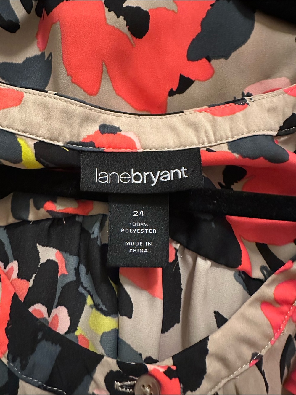 Lane Bryant Floral Ruffle Sleeveless Blouse - Taupe/Coral - Picture 2 of 2